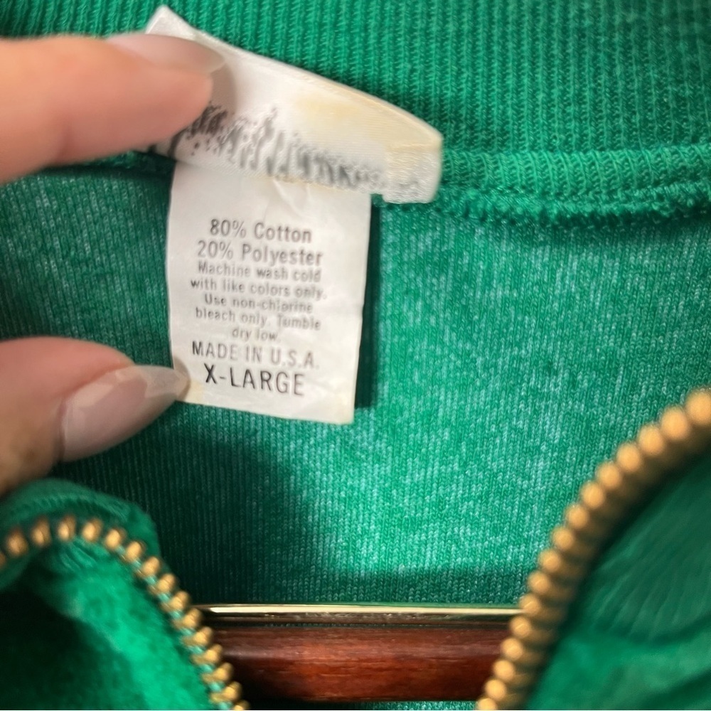Neiman Marcus Vintage Green Velour Sweatshirt quarter zip Size XL Embroidered - Picture 5 of 16